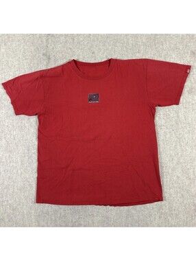 Vintage Quiksilver Shirt Mens Large? Red Short Sleeve Graphic Surfer Distressed